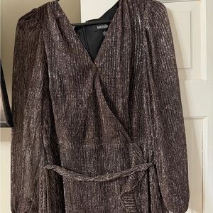 Kensie Shimmering Brown Long Sleeve Dress